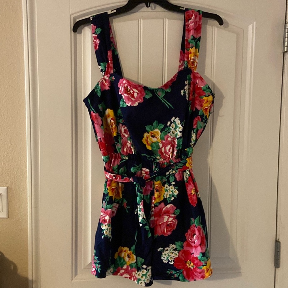 Women’s Sun Club by Catalina Vintage 80’s Navy Blue/Pink Floral Bauer 16 NWOT